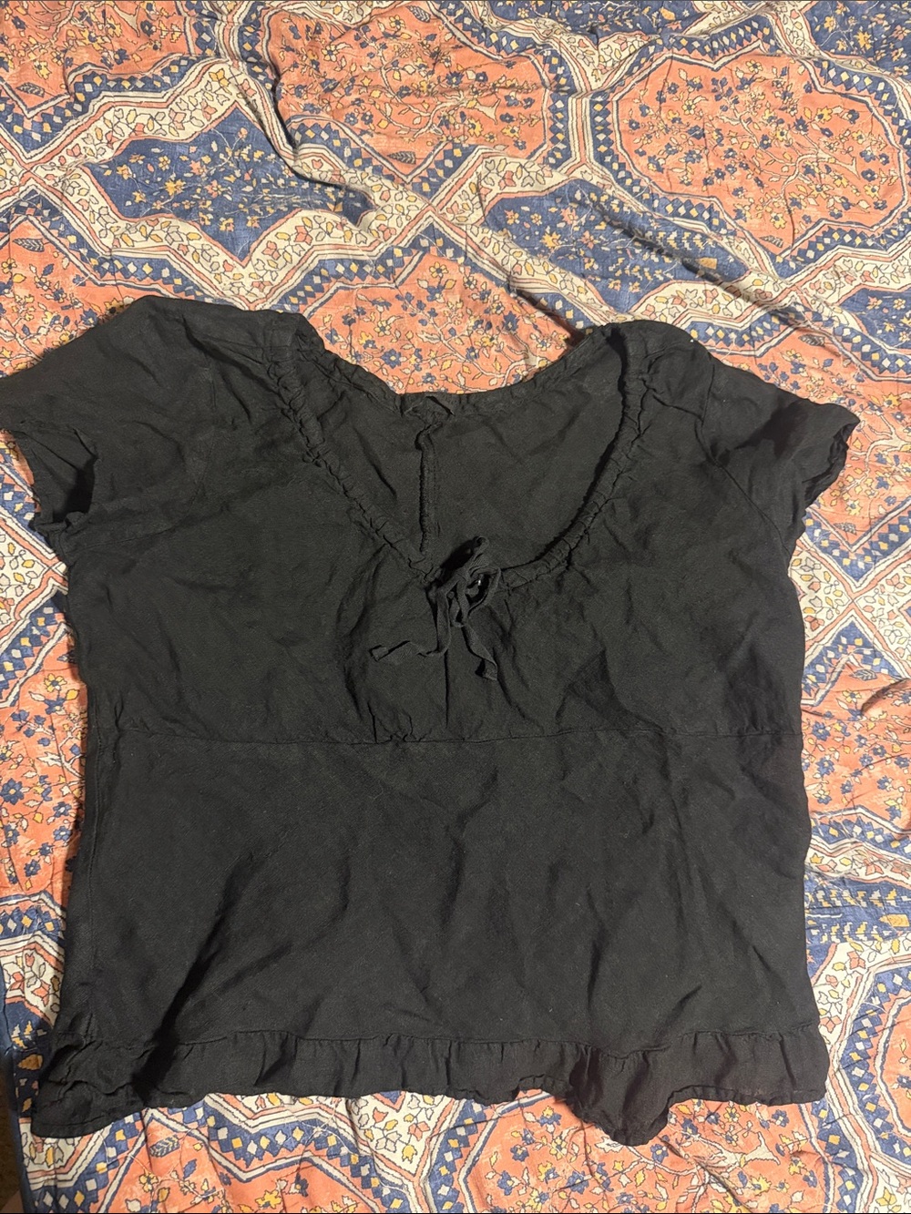 CP Shades Women's Black Short-Sleeve Peasant Top medium